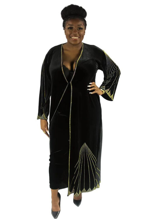 Velvet Ladies’ Abaya/Agbaya Lightweight Long-sleeved Kaftan Maxi Dress