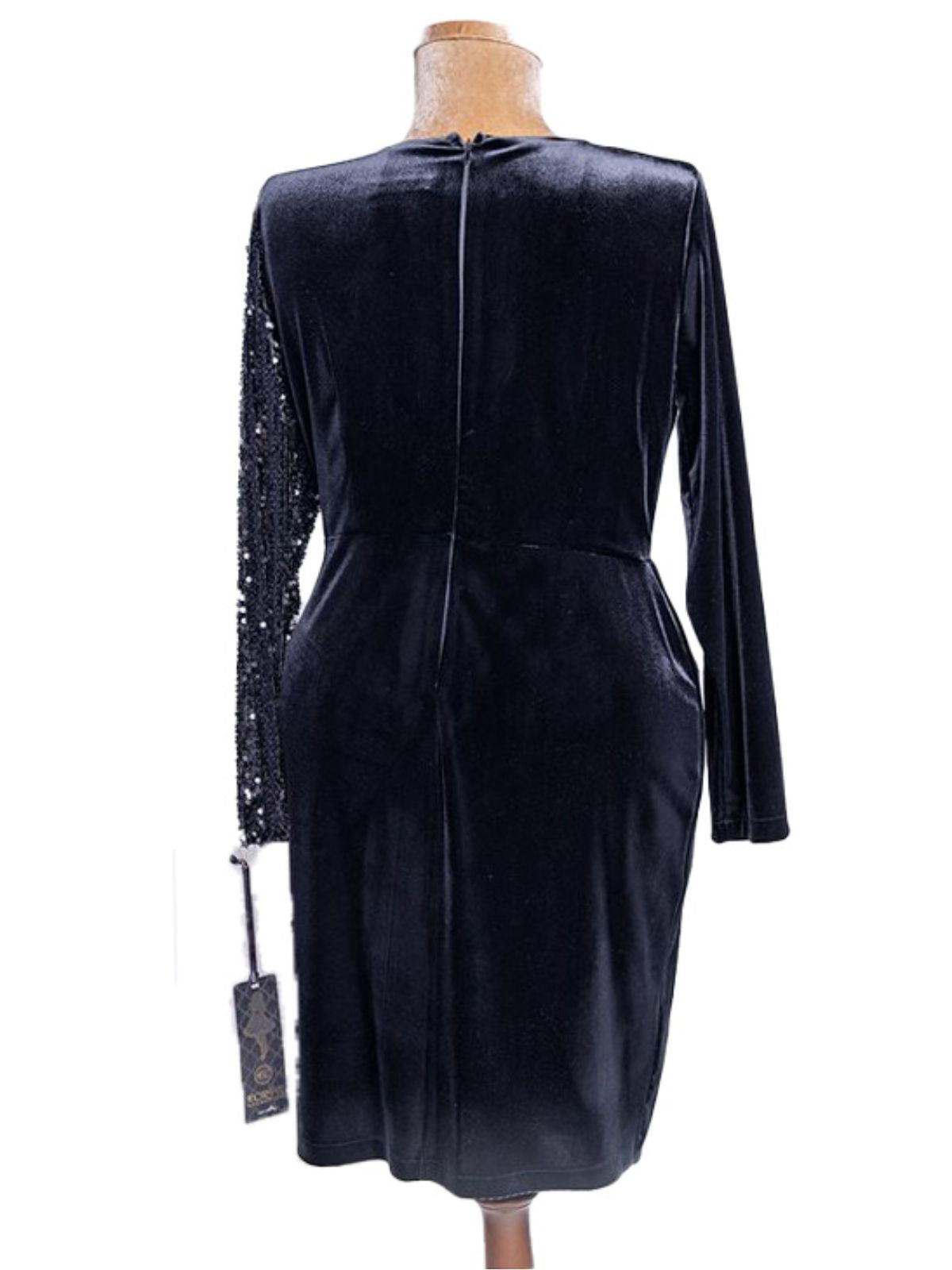 Velvet and Sequin Long Sleeve Party Dress - Image 2